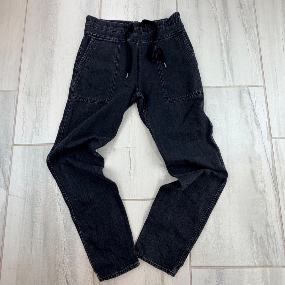 James Perse Los Angeles Black Denim Drawstring Joggers Size 1 WLVW81928